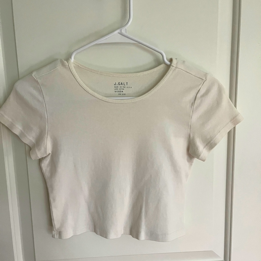 brandy melville white cropped tee